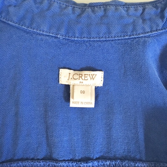 J Crew Factory Blue Drapey Oxford Dress Button 00 - Picture 6 of 6